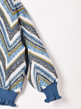 【3色展開】 総柄 タペストリー リブトップス