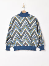 【3色展開】 総柄 タペストリー リブトップス