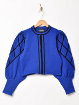 クロップド パフスリーブ ベロアテープ チロルカーディガン