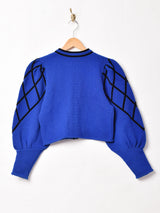 クロップド パフスリーブ ベロアテープ チロルカーディガン