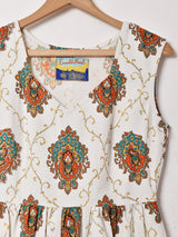 Emerald Motel ダマスク柄 キルトヘム スリーブレスワンピース