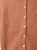 60's 七分袖 襟付き ビーズ カーディガン