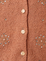 60's 七分袖 襟付き ビーズ カーディガン