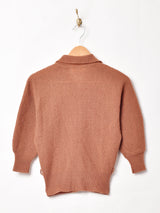 60's 七分袖 襟付き ビーズ カーディガン