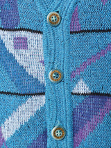 総柄 Vネック カーディガン