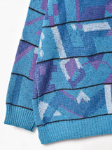 総柄 Vネック カーディガン