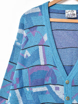 総柄 Vネック カーディガン