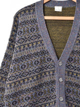 イタリア製 総柄 Vネック ミックス カーディガン