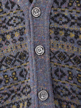 イタリア製 総柄 Vネック ミックス カーディガン