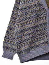 イタリア製 総柄 Vネック ミックス カーディガン