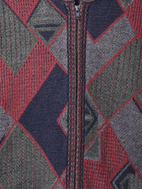 総柄 ジップアップ カーディガン