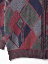 総柄 ジップアップ カーディガン