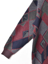 総柄 ジップアップ カーディガン