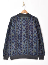 総柄 ジップアップ カーディガン