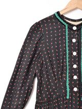 花柄 長袖 チロルワンピース