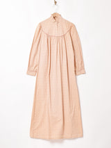 小花柄 フリルカラー 長袖ワンピース