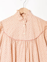 小花柄 フリルカラー 長袖ワンピース