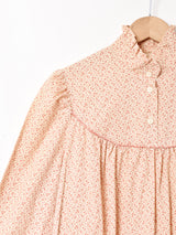 小花柄 フリルカラー 長袖ワンピース