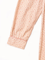 小花柄 フリルカラー 長袖ワンピース