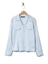 フランス製 織柄 長袖 オープンカラーシャツ