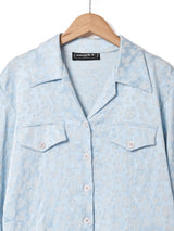 フランス製 織柄 長袖 オープンカラーシャツ