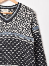 総柄 Vネック セーター