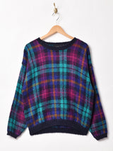 チェック柄 モヘア セーター