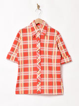 70's チェック 半袖シャツ