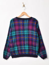 チェック柄 モヘア セーター