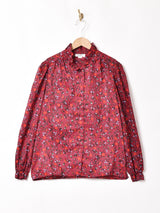 花柄 フリルカラー 長袖ブラウス