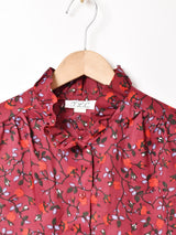 花柄 フリルカラー 長袖ブラウス