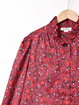 花柄 フリルカラー 長袖ブラウス