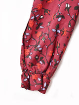 花柄 フリルカラー 長袖ブラウス