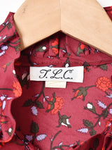 花柄 フリルカラー 長袖ブラウス