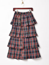 【3色展開】Meridian チェック ラッフルスカート