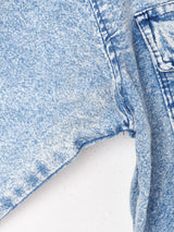 パッチ付き 長袖 ケミカルウォッシュデニムシャツ