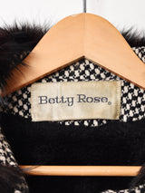 総柄 ファーカラー ウールコート