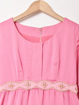 70's ビーズデザイン 長袖 マキシドレス