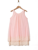 アメリカ製 ティアードヘム レース スリーブレス ランジェリーワンピース