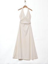 レース ホルターネック マキシドレス