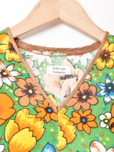 総柄 パイル生地Tシャツ