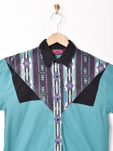 トライバル柄 切り替えデザイン 長袖シャツ