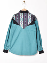 トライバル柄 切り替えデザイン 長袖シャツ