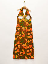 60's  ハワイ製 ROYAL HAWAIIAN 花柄 ホルターネックワンピース