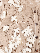 Meridian フラワー クロシェカーディガン