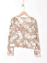 Meridian フラワー クロシェカーディガン