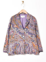 総柄 シルク テーラードジャケット