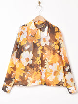 70's 花柄 シアー 長袖シャツ