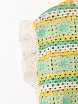 【2色展開】Elcamino フリルスリーブ クロップド クロシェトップス