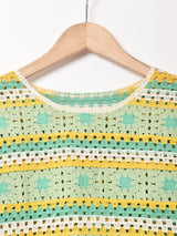 【2色展開】Elcamino フリルスリーブ クロップド クロシェトップス